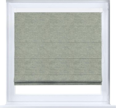 Римская штора «Кортин» кассетная, ткань лён кашемир серо-зелёный