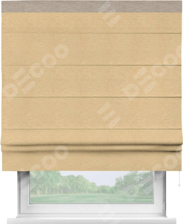 Римская штора «Кортин» с кантом Кинг, для проема ткань софт однотонный бежевый