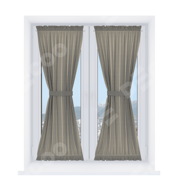 Штора песочные часы «Кортин» лён димаут серо-зелёный