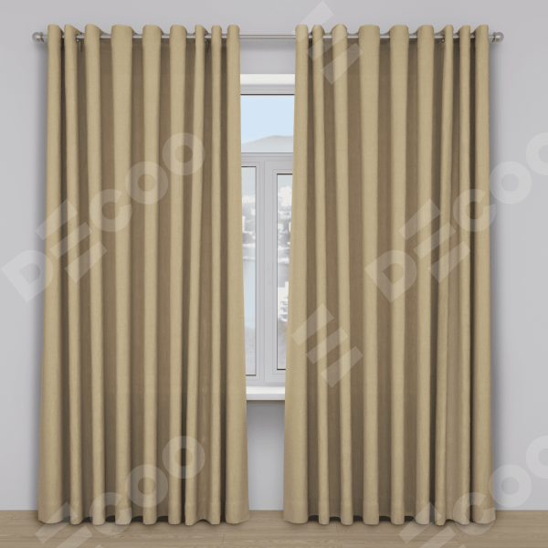 Шторы на люверсах ткань лён димаут, тёмно-бежевый
