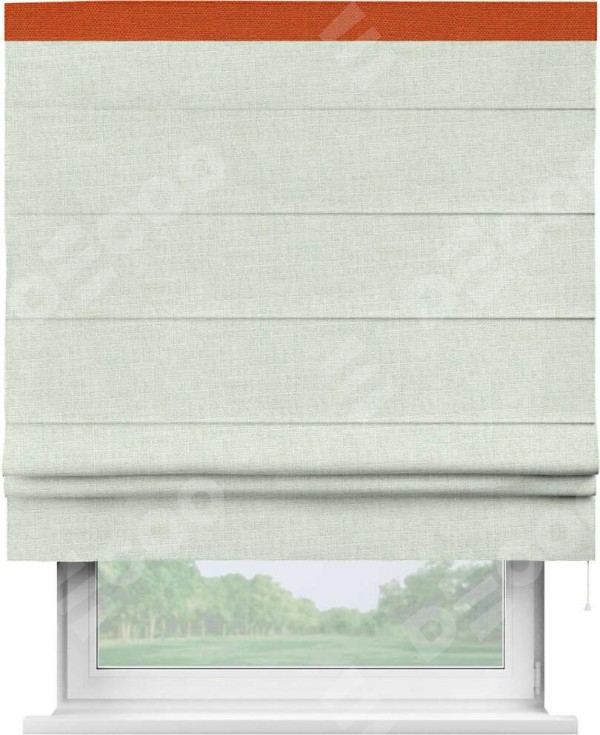 Римская штора «Кортин» для проёма, лён топлёное молоко, с кантом Кинг