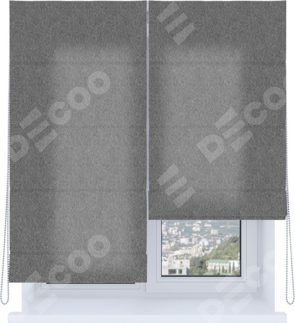 Римская штора «Кортин», система «Комфорт», софт однотонный серый