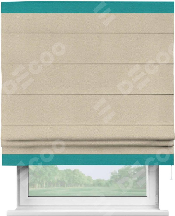 Римская штора «Кортин» с кантом Горизонт, для проема, ткань блэкаут однотонный кофейно-бежевый