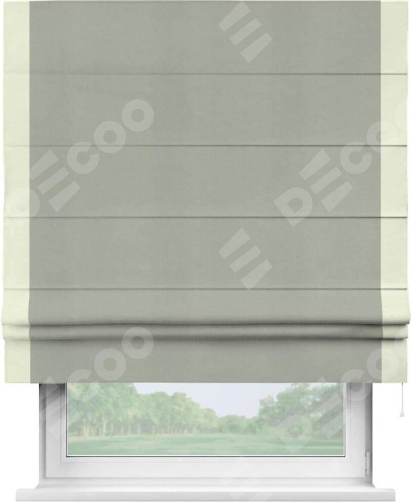 Римская штора «Кортин» с кантом Стрим Дуо, для проема, ткань вельвет cветло-серый