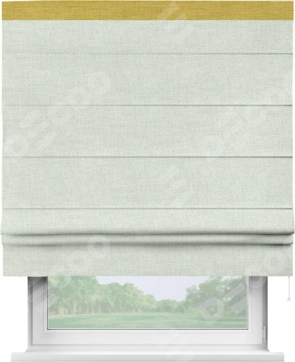 Римская штора «Кортин» для проёма, лён топлёное молоко, с кантом Кинг