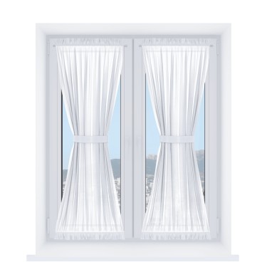 Штора песочные часы «Кортин», ткань лён белый