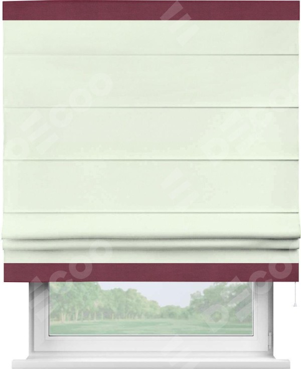 Римская штора «Кортин» с кантом Горизонт, для проема, ткань вельвет кремовый