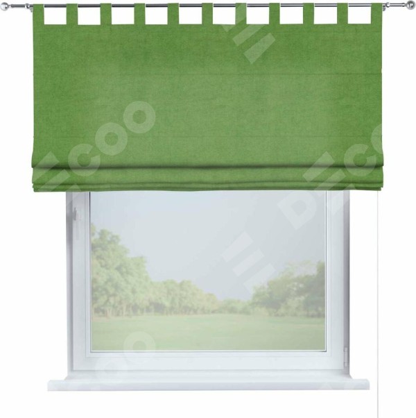 Римская штора на петлях «Кортин», ткань вельвет салатовый