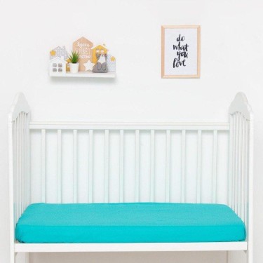 Простыня прямоугольная «Крошка Я» 100х160 см, бирюзовый, 100 % хл, поплин