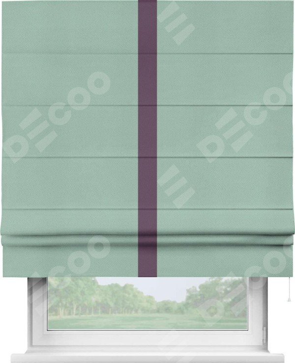 Римская штора «Кортин» с кантом Хайвэй, для проема, ткань блэкаут однотонный ментоловый