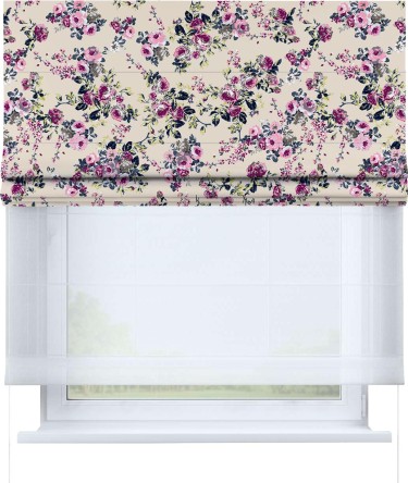 Римская штора «Кортин» день-ночь «Россыпь розовых цветов»