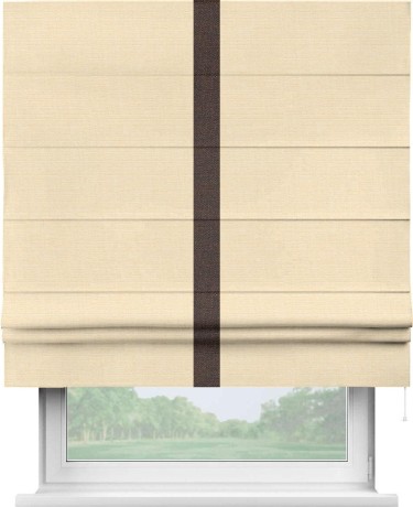 Римская штора «Кортин» с отделкой кантом Хайвэй, для проема, ткань лён бежевый