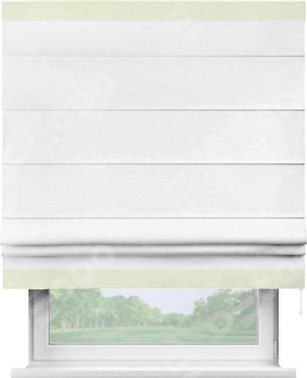 Римская штора «Кортин» с кантом Горизонт, для проема, ткань вельвет дымчато-белый