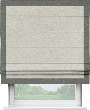 Римская штора «Cortin» для проёма, лён димаут светло-бежевый с кантом Чесс