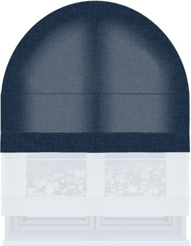 Римская штора «Кортин» день-ночь для арочного проёма, ткань лён кашемир тёмно-синий