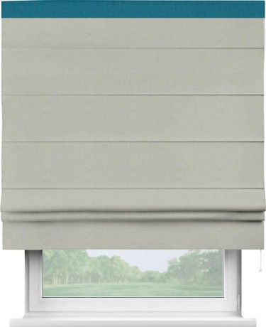 Римская штора «Кортин» с кантом Кинг, для проема, ткань лён димаут, светло-серый