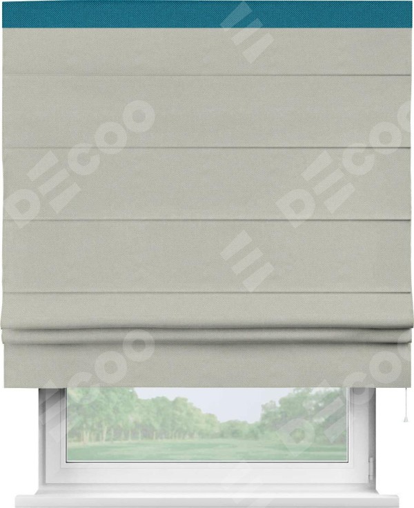 Римская штора «Кортин» с кантом Кинг, для проема, ткань лён димаут, светло-серый