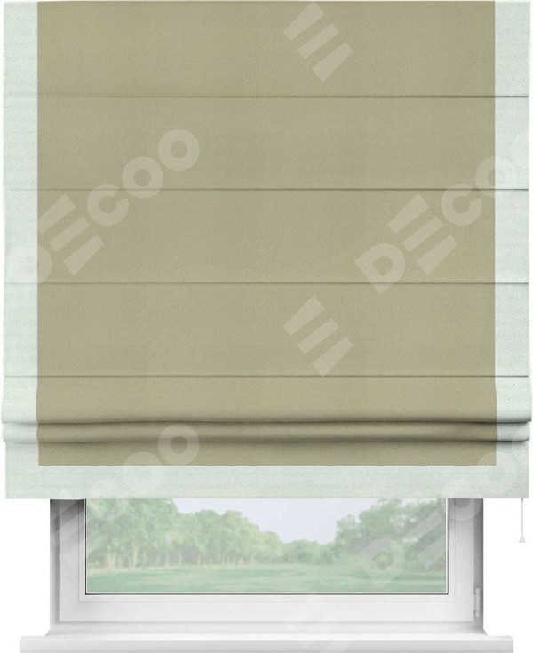 Римская штора «Кортин» с кантом Виктория, для проема, ткань блэкаут однотонный милано капучино