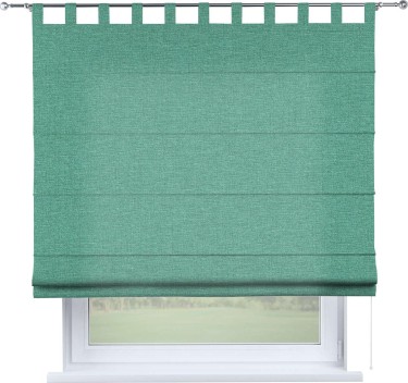Римская штора «Кортин», лён светло-бирюзовый, на петлях