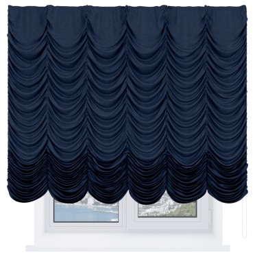 Французская штора «Кортин», софт однотонный тёмно-синий