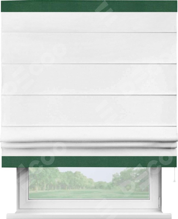 Римская штора «Кортин» с кантом Горизонт, для проема, ткань вельвет дымчато-белый