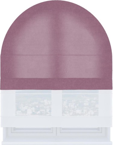 Римская штора «Кортин» день-ночь для арочного проёма, ткань вельвет лиловый