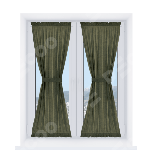 Штора песочные часы «Кортин» софт однотонный зелёный