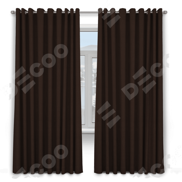 Шторы на люверсах ткань блэкаут однотонный, темно-коричневый
