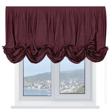 Австрийская штора «Кортин», ткань лён кашемир бордовый