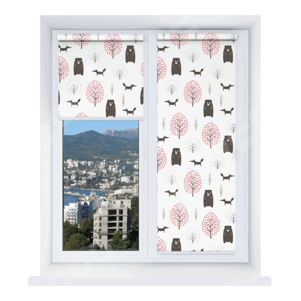 Рулонная штора Мини с принтом Сканди лес