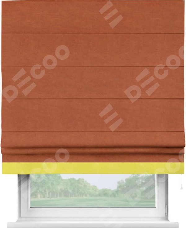 Римская штора «Кортин» с кантом Джестер, для проема, ткань вельвет терракотовый
