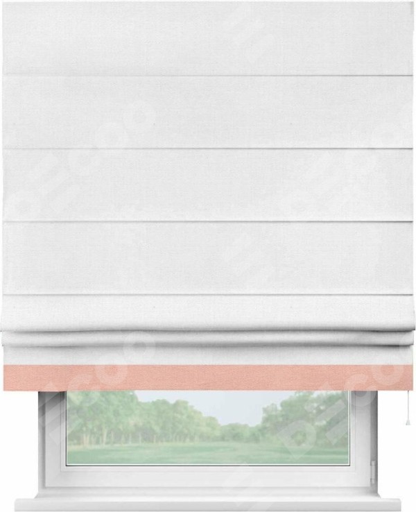 Римская штора «Кортин» с кантом Джестер, для проема, ткань лён белый