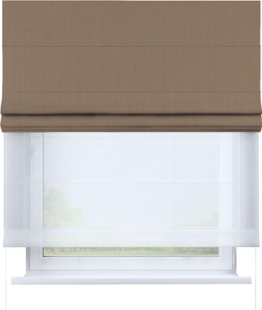 Римская штора «Cortin», ткань блэкаут однотонный кофейно-бежевый, день-ночь
