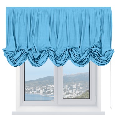 Штора «Кортин», ткань вельвет голубой