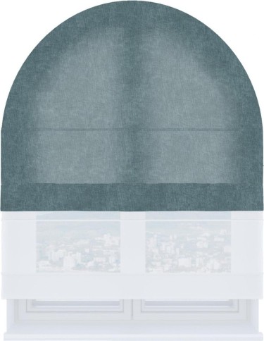 Римская штора «Кортин», канвас серо-голубой, день-ночь для арочного проёма