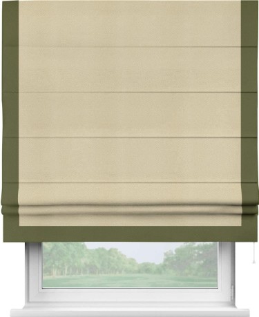 Римская штора «Кортин» с кантом Виктория, для проема, ткань блэкаут однотонный милано латте