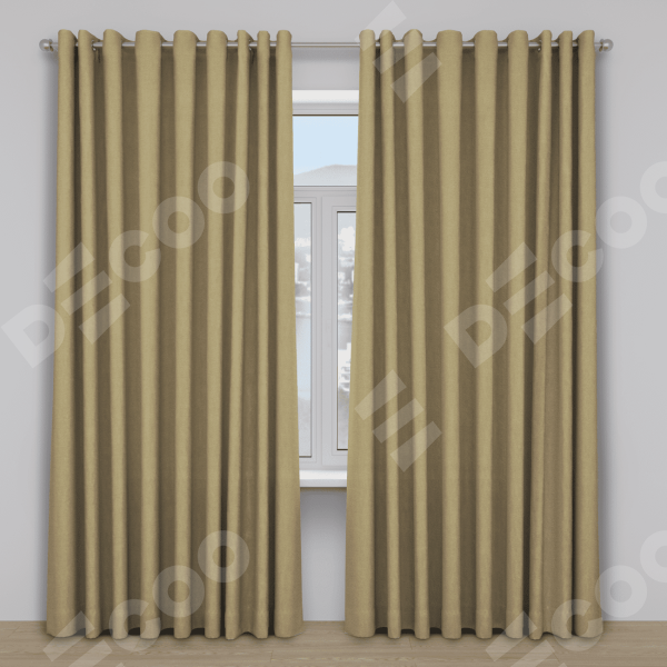 Шторы на люверсах ткань лён димаут, песочный
