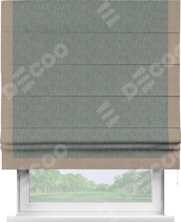 Римская штора «Кортин» с кантом Виктория, для проема, ткань лён димаут, серый