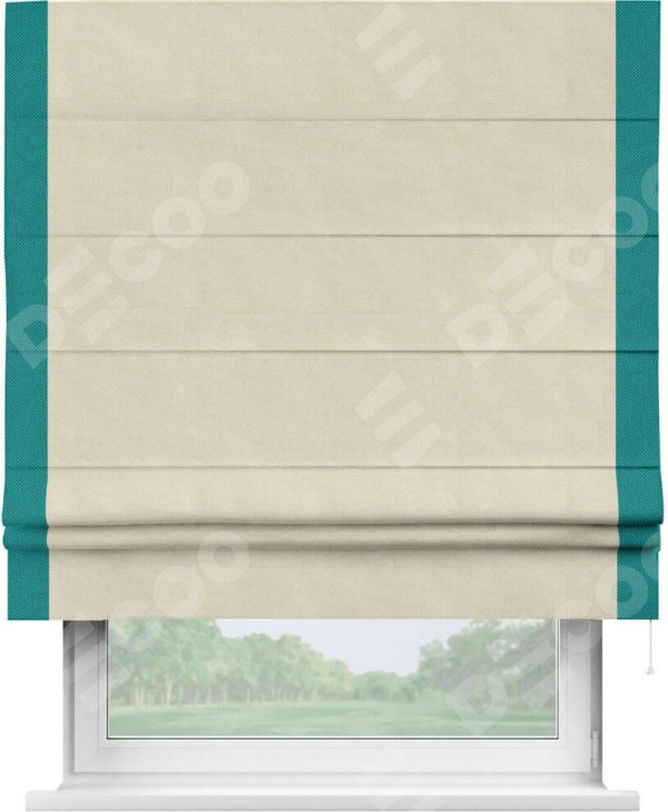 Римская штора «Кортин» с кантом Стрим Дуо, для проема, ткань лён димаут, бежевый