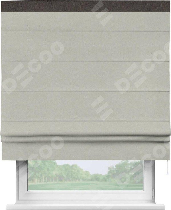 Римская штора «Кортин» с кантом Кинг, для проема, ткань лён димаут, светло-серый