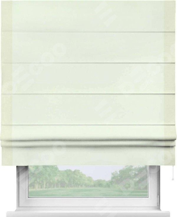 Римская штора «Кортин» с кантом Стрим Дуо, для проема, ткань вельвет кремовый