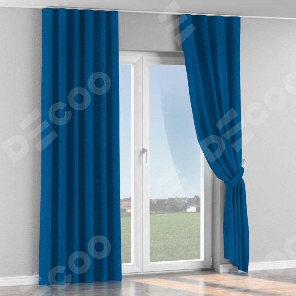 Комплект штор на тесьме «Волна», вельвет синий