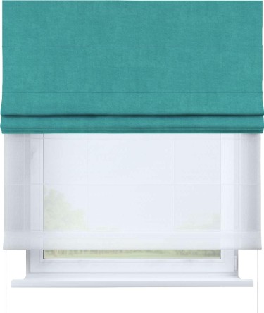 Римская штора «Кортин», канвас бирюзовый, день-ночь