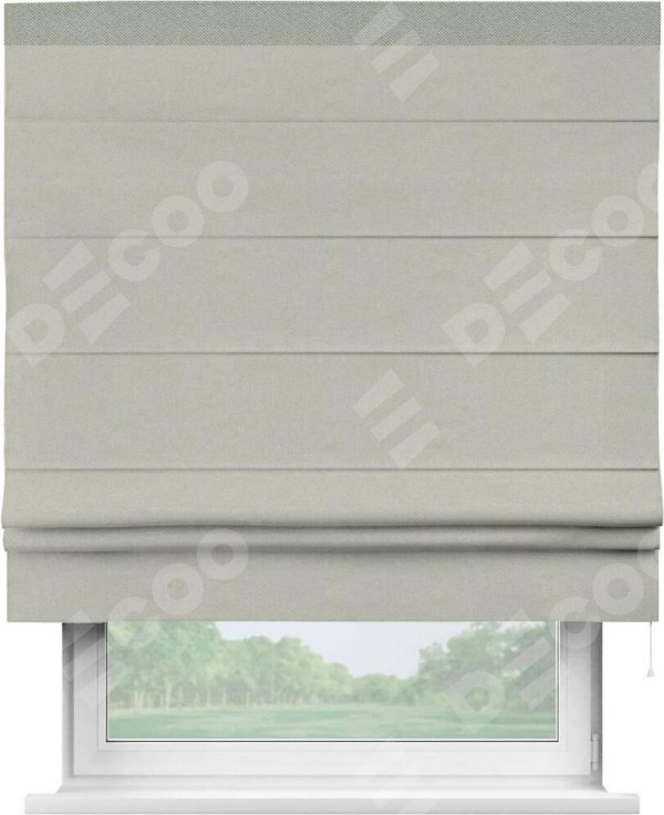 Римская штора «Кортин» с кантом Кинг, для проема, ткань лён димаут, светло-серый