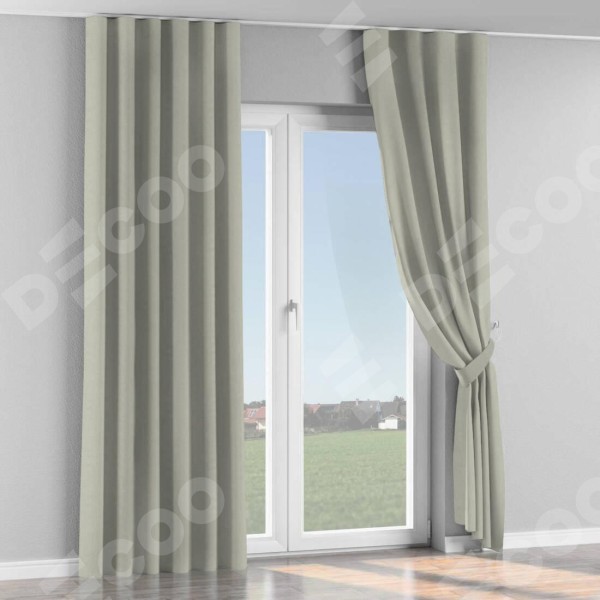 Комплект штор на тесьме «Волна», лён димаут светло-серый