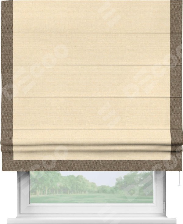 Римская штора «Кортин» с кантом Виктория, для проема, лён, цвет бежевый
