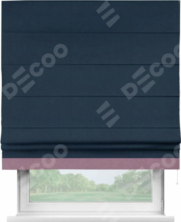 Римская штора с кантом Джестер, для проема, вельвет темно-синий