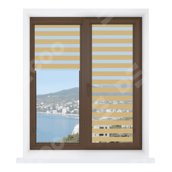 Рулонная штора День-ночь Уни 2 Wood бежевый, размеры от 20 до 120 см