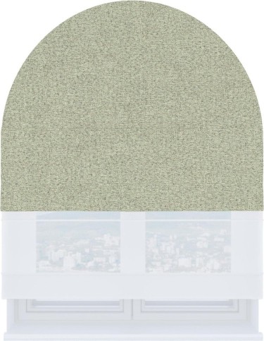 Римская штора «Кортин» день-ночь для арочного проёма, лён блэкаут серо-бежевый