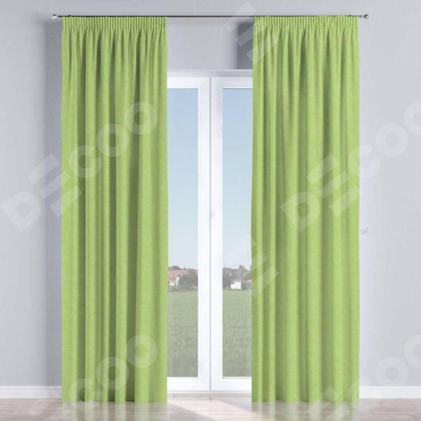 Комплект штор на тесьме «Карандаш», лён зелёный
